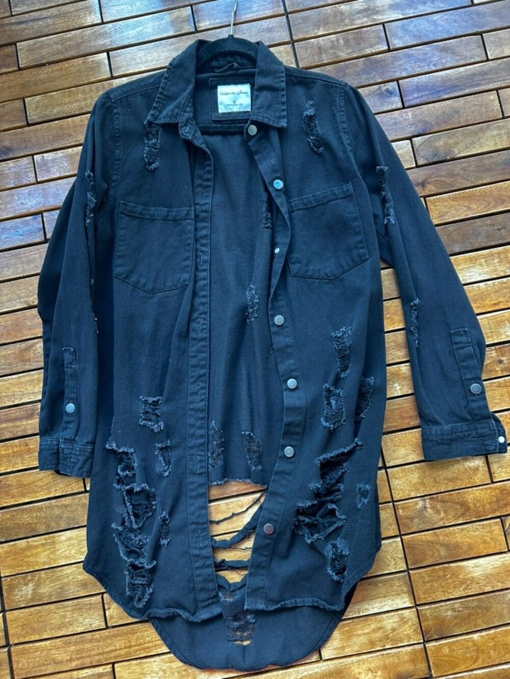 Black Jean Jacket Ripped or Distressed